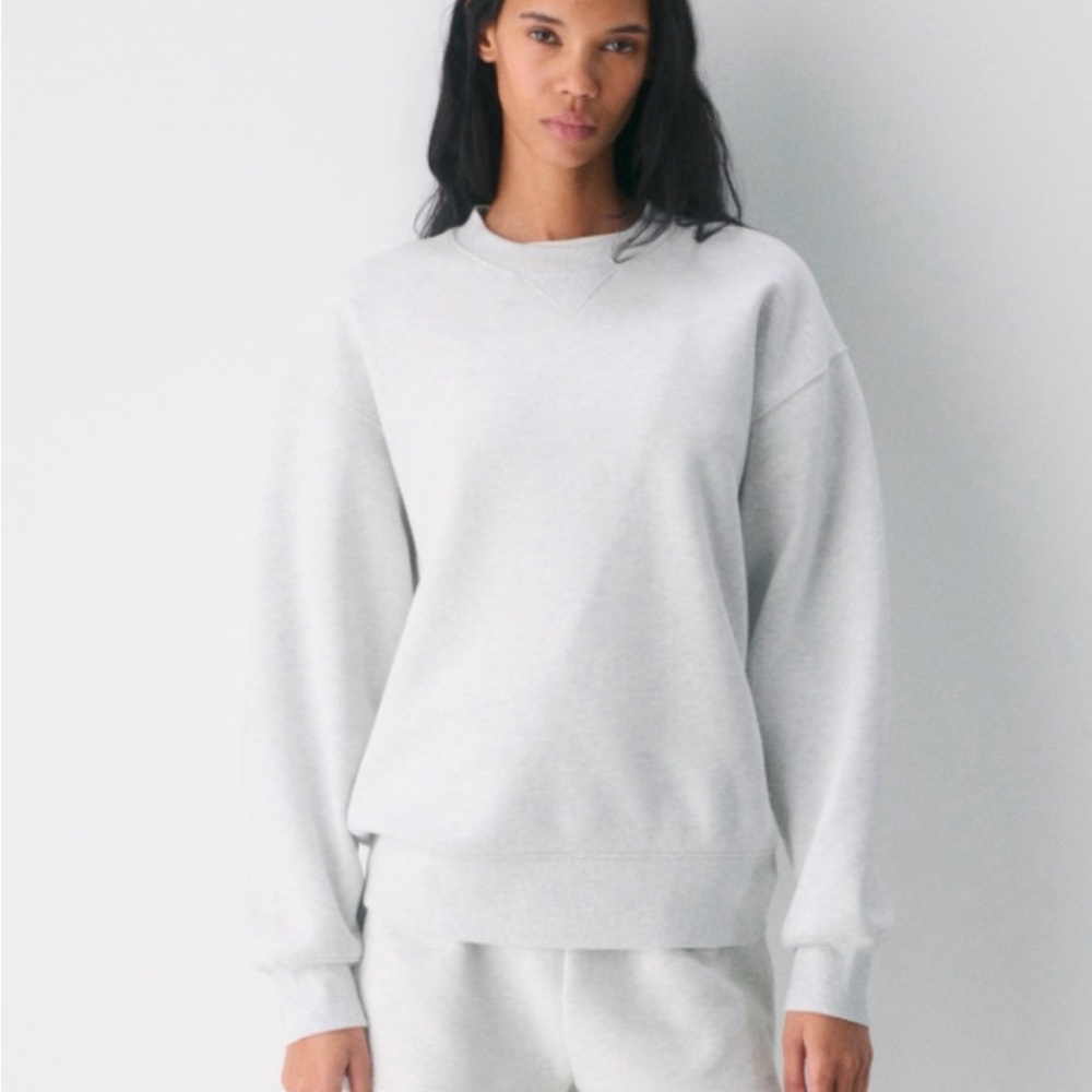 Aritzia White Sweatfleece Airy Terry Crewneck